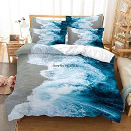 Bedding Sets Beautiful Ocean Waves Natural Scenery Down Quilt Cover Pillowcase 3D Digital Printing Set