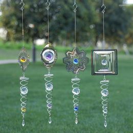 Decorative Figurines Wind Chime Mirror Reflective Metal Wire Crystal Ball Bell For Home Garden Decoration Valentine's Day Present Drop