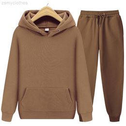 New Hoodie Men's Ladies Casual Wear Sportswear Suit Solid Color Pullover Pants Suit Autumn And Winter Fashion Suit