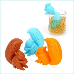 Tea Strainers Empty Tea Bags Loose Leaf Philtre Infuser Herbal Strainer Cute Squirrel Shape Teaware Accessories Sile Diffuser Kitchen Dhsri