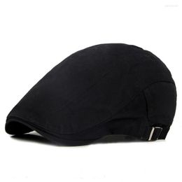 Berets British Style Simple Pure Colour Beret Hat Men 7 Colours Solid