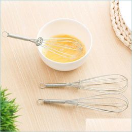 Egg Tools Stainless Steel Manual Egg Beater Drink Whisk Mixer Foamer Kitchen Tools Mini Handle Stirrer Metal Agitator Drop Delivery 2 Dhzmh