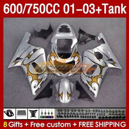 Injection Mould Fairings & Tank For SUZUKI GSXR750 GSXR-750 750CC K1 600CC 01-03 152No.131 GSXR 750 600 CC GSXR600 2001 2002 2003 GSXR-600 01 02 03 OEM Fairing orange flames