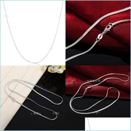 Link Chain 925 Sterling Sier 16/18/20/22/24/26/28/30 Inch 2Mm Flat Snake Chain Necklace For Women Man Fashion Wedding Jewelry Drop D Dhpu1