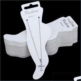 Anklets Wholesale-Op-New Specialty White Cardboard Fashion Jewelry Hang Tags Anklet Card Display Cards Prtag Label Hanging A1-022 91 Dhesv
