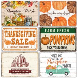 Pumpkin Christmas Vintage Poster Tin Sign Metal Painting Plate Thanks giving Retro Metal Signs Plaque Bar Pub Kitchen Home Decor Halloween Cooktail Kid Gift 20x30cm