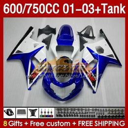 OEM Fairings & Tank For SUZUKI GSXR600 750CC GSXR-750 K1 2001-03 152No.6 600CC GSXR 600 750 CC GSXR750 01 02 03 GSXR-600 2001 2002 2003 Injection Mould Fairing factory blue blk