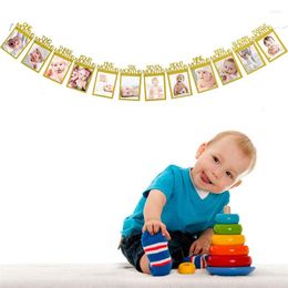 Party Decoration 1st Birthday Po Banner 1to12 Month Celebration Pograph Frame Glitter Bunting Garland Baby Shower Gift