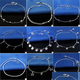 Anklets Stamped 925 Sterling Sier Anklets For Womens Simple Beads Chain Anklet Ankle Foot Jewellery Drop Delivery 2021 Dhseller2010 Dh1Xr