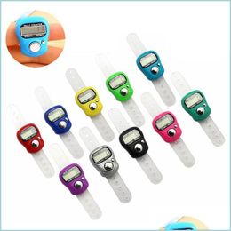 Counters Mini Hand Hold Band Tally Counter Lcd Digital Screen Finger Ring Electronics Head Count Buddha Electronic Counters 10 Colours Dhmap