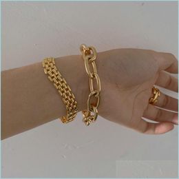 Link Chain Elegant Big Thick Chain Link Bracelets For Women Gold Filled Female Wrist Jewellery 1580 V2 Drop Delivery 2021 Dhseller2010 Dhteq