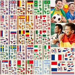 SJB 39 National Flag Tattoo Temporary Stickers Qatar World Soccer Cup Football Match Body Art Decoration american mexican flag Tattoos for Men Women Kids