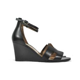 Sandals Shoes Women Heeled Wedge Sandal 35-42 Black Luxury Designer Leather Calfskin 22s