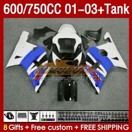 OEM Fairings & Tank For SUZUKI GSXR-750 GSXR600 750CC K1 GSXR750 01 02 03 152No.68 600CC GSXR 750 600 CC 2001 2002 2003 GSXR-600 01-03 Injection Mould Fairing factory blue