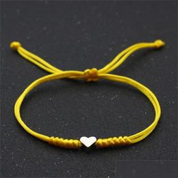 Charm Bracelets 7Gold Sier Love Heart Charm Bracelet Women Men Lovers Wish Good Lucky Red String Braided Adjustable Couple Bracelets Dhiaz