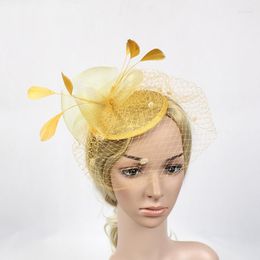 Headpieces Fashionable Fascinator Net Yarn Feather Hat Bridal Flower Feathers Headband Dinner Party Church 2203