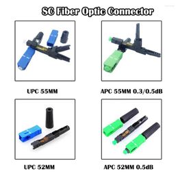 Fibre Optic Equipment 300 Pieces/lot SC APC/UPC Connector Cold Connexion FTTH 55MM/52MM Tools Networking Fast