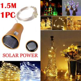 Strings 1PC 1.5M Solar Cork Wine Bottle Stopper Copper Wire String Lights Fairy Lamps Outdoor Party Decoration