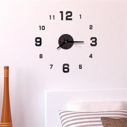 Wall Clocks Modern 3D Clock DIY Mirror Surface Stickers Roman Numbers Acrylic Home Living Room Bedroom Decor #065