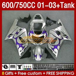 Injection Mould Fairings & Tank For SUZUKI GSXR750 GSXR-750 750CC K1 600CC 01-03 152No.128 GSXR 750 600 CC GSXR600 2001 2002 2003 GSXR-600 01 02 03 OEM Fairing purple flames