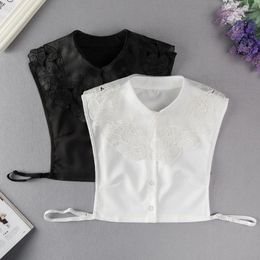 Bow Ties Girls Detachable Collars Big Lapel Chiffon Fake Collar Sweet Half Shirt Blouse Decorative Necklace Female Accessory