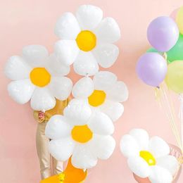 Party Decoration 2Pcs White Daisy Flower Balloon Foil Cute Sunflower Balloons Cream Baby Shower Birthday Wedding Po Props