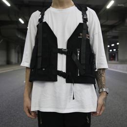 Waist Support Tactical Vest Hip Hop Chest Rig Bag Multiple Pockets Cargo Zipper Sweatshirts Streetwear Military Jacket