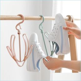 Hooks Rails Shoes Drying Hanger Stand Footware Organiser Balcony Hanging Rack Mtifunction Windproof Holder Creative Shelf 3 Colours D Dhouk