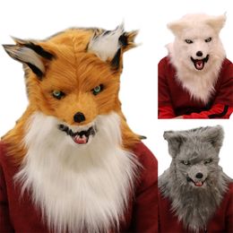 Party Decoration Realistic Mouth Mover Wolf Mask Mask for Halloween Party Costumes Adults Plush Moving Mouth Head Werewolf Mask 220915