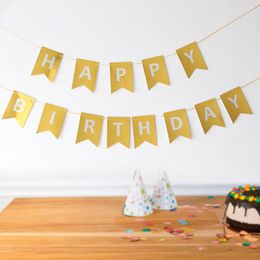 Party Decoration Birthday Flag Paper Bunting Garland Banners Flags Happy Banner Boys Girl Baby Shower Supplies DIY Decor
