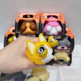 Christmas Toy Supplies Reduce Pressure Toys Pinch Music Love sleepy Family Pop-up Doll Cute Dog Decompression Vent Convex Eyes 0914