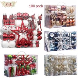 Christmas Decorations Valery Madelyn100Pack Ball Luxury Xmas Tree Hangings Set Assorted craft supplie for 2023 Year Home Decor 220914