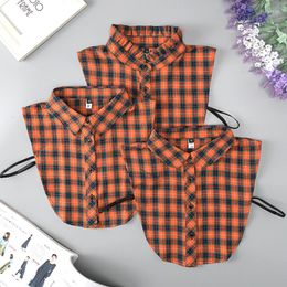 Bow Ties Plaid Stand Lapel Fake Collars For Women Detachable Shirt Collar Mens Suits Button Down False Half Blouse