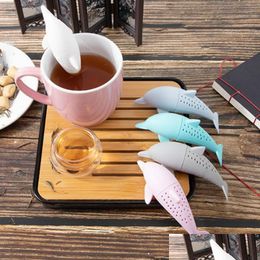 Tea Strainers Creative Dolphin Tea Infuser Teapot Filter Sile Leakproof Loose Leaf Animal Strainer Coffee Drinkware Kitchen Accessori Dhiho