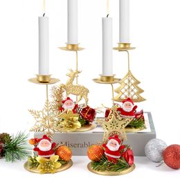 Christmas Decorations Navidad Xmas Candle Holder Tree Candlestick Table Ornament for Year Party Dinner 220914