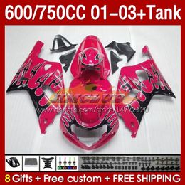 OEM Fairings & Tank For SUZUKI GSXR600 750CC GSXR-750 K1 2001-03 152No.30 600CC GSXR 600 750 CC GSXR750 01 02 03 GSXR-600 2001 2002 2003 Injection Mold Fairing rose black