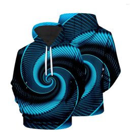 Men's Hoodies Men's Geometric Spiral Pattern 3D Digital Printing Top Hooded Pullover Fashionable And Comfortable