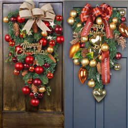 Christmas Decorations 50cm Large Wreath Hanger For Front Door Window Red Berry Garland Tree Xmas Outdoor Home Decor 220914