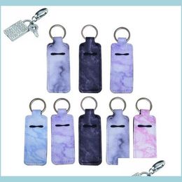 Party Favour Portable Lipstick Holders Lip Er Neoprene Keychain Marble Printed Chapstick Holder Bag Wrap Party Favour Gift Drop Deliver Dh9Dg