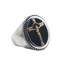 Cluster Rings Men And Women Personality Retro Creative Design Religious Jesus Cross Amulet Casual Gift Necklace Ring