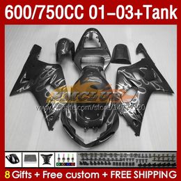 Injection Mould Fairings & Tank For SUZUKI GSXR750 GSXR-750 750CC K1 600CC 01-03 152No.126 GSXR 750 600 CC GSXR600 2001 2002 2003 GSXR-600 01 02 03 OEM Fairing grey flames