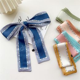 123x6cm Luxury Long Silk Scarf Female Print Thin Narrow Scarf Bag Hair Band Ribbon Scarves Women Neckerchief Waistband Hairband