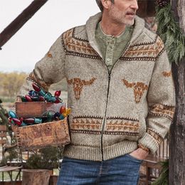 Men's Wool Blends Men's Knitwear Cardigan Zipper Print Sweater Fall Winter Fashion Casual High Quality Mid-length Sweater Men's Sweater Coat 220915