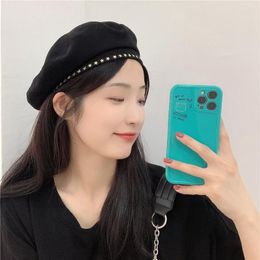 Berets Woman Korean Hat Brand For Women Metal Star Designer Sweet Cool Luxury Solid Color Varnished Vintage Flat Cap 119