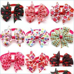 Dog Apparel Dog Bowtie Valentines Day Pet Supplies Dogs Accessories Small Cat Bow Tie Collar Love Pink Girl Bowties Necktie Drop Deli Dhqcq