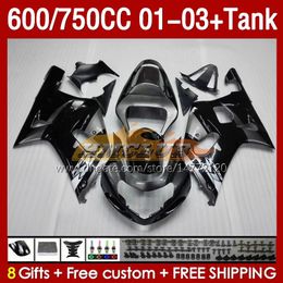 OEM Fairings & Tank For SUZUKI GSXR-750 GSXR600 750CC K1 GSXR750 01 02 03 152No.71 600CC GSXR 750 600 CC 2001 2002 2003 GSXR-600 01-03 Injection Mould Fairing black grey