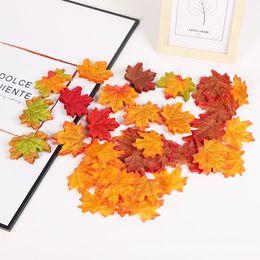 100Pcs/lot Maple Leaves Artificial Simulation Autumn Leaf Petals Halloween Christma Thanksgiving Party Wedding Table Decoration 1034