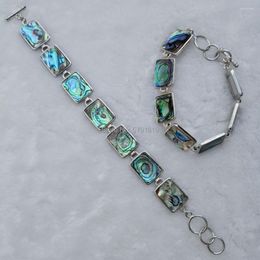 Link Bracelets MOP103 Natural Jewellery Rectangle Abalone Paua Shells Bracelet 10 Pieces