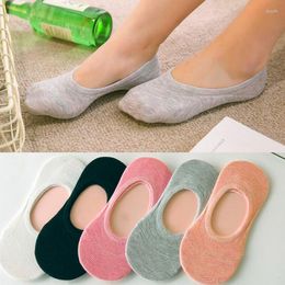 Women Socks 5Pairs Candy Color Solid Invisible Non-slip Low Cut Fashion Casual Stripe Numbers Cotton Breathable Girls Boat