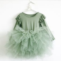 Girls Dresses Baby Girl Princess Tulle Fluffy Long Sleeve Infant Toddler Puffy Tutu Black Green Party Pageant Dance Clothes 110Y 220915